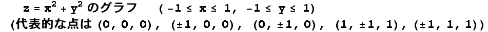        z = x^2 + y^2̃Ot     &nb ... -1 <= x <= 1, -1 <= y <= 1) 
 (\Iȓ_ (0, 0, 0), (} 1, 0, 0), (0, } 1, 0), (1, } 1, 1), (} 1, 1, 1))